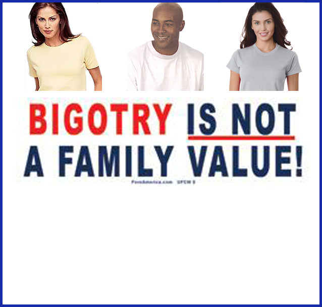 Buy natural Bigotry is Not a Family Value Tee