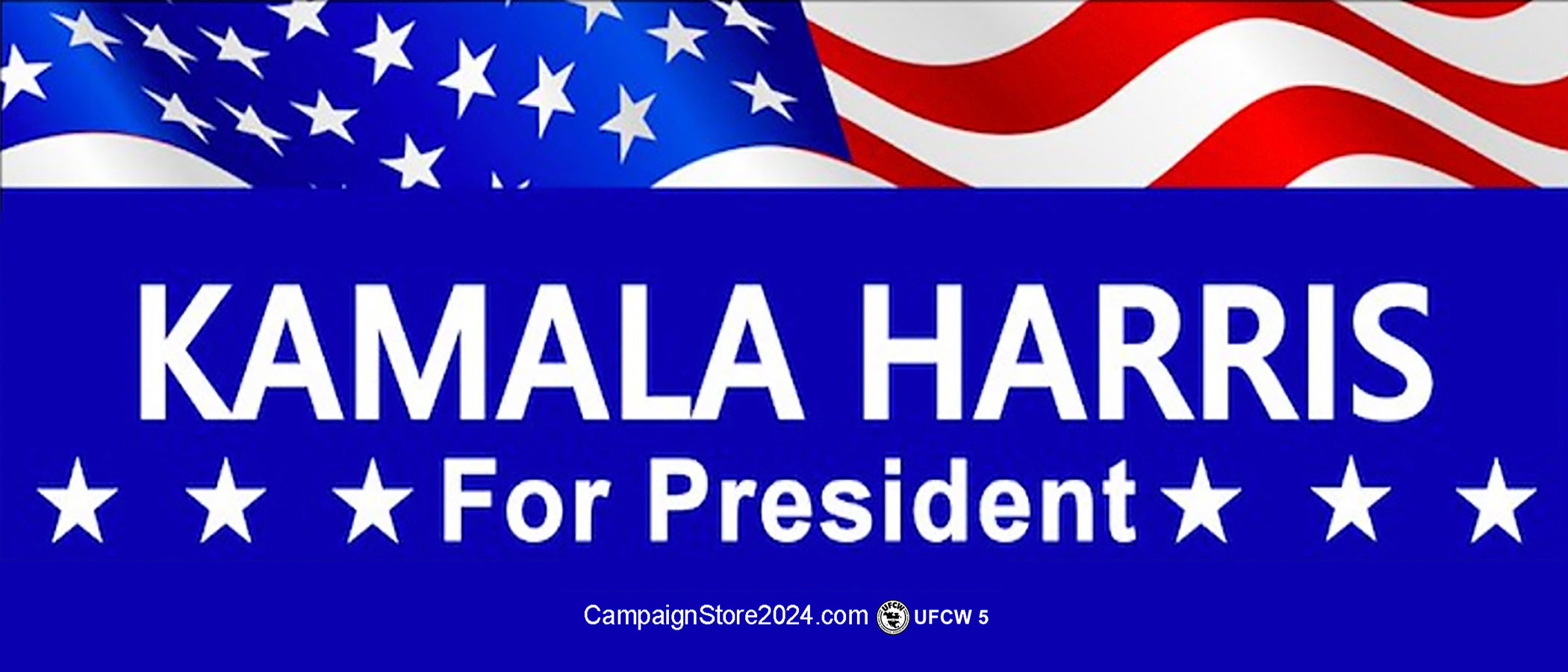 Kamala Harris For President Bumper Sticker (Stars & Stripes)