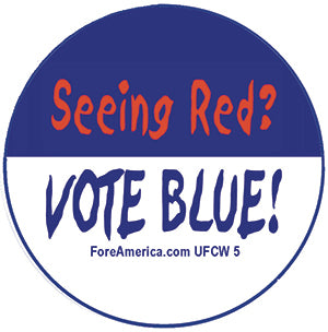Seeing Red, Vote Blue Pin